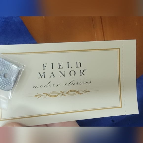 NWT Vintage Field Manor Linen Blend Button Up Size Medium  Royal Blue - Picture 4 of 9